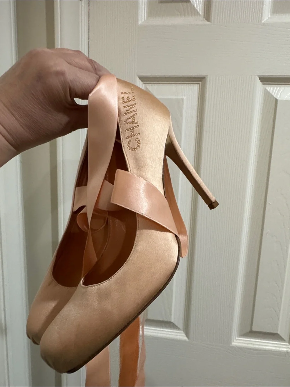 CHANEL/Blush/Pink Satin Ribbon/4” Ballet Heels/US Size 6.5/Worn Once! VINTAGE!!